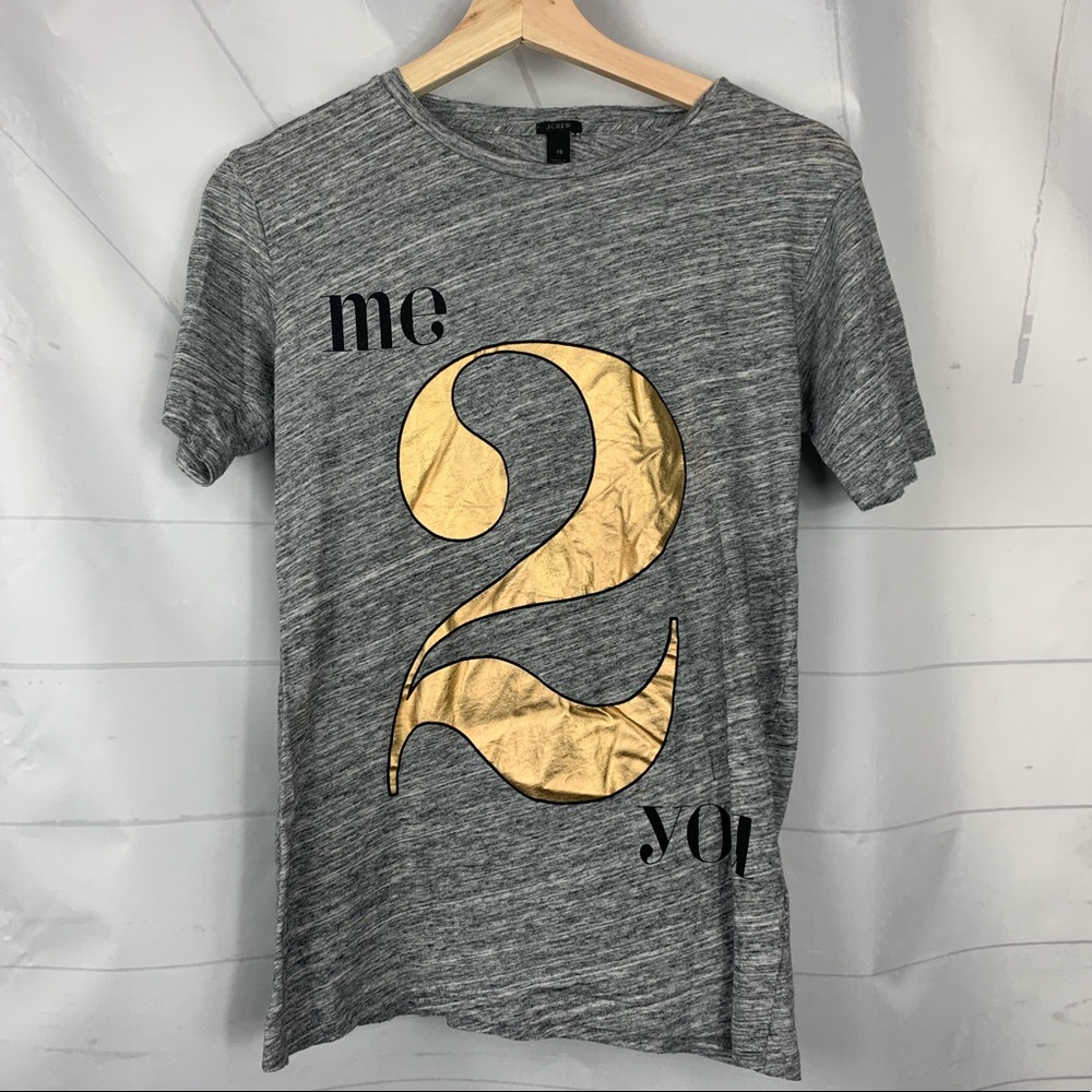 J. Crew grey and metallic graphic tee XS